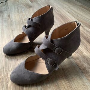 JG grey suede heels size 8.5
